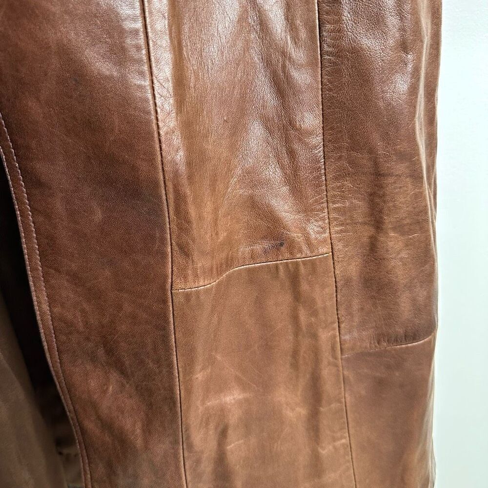 Skin Gear Napa Y Ante Vintage Women’s Supple Butter Soft Cognac Leather Trench C - Picture 6 of 10